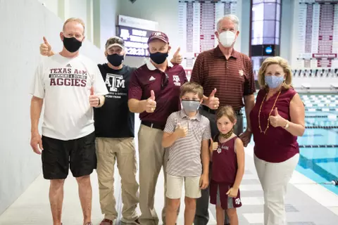 COLLEGE STATION, TX - AUGUST 07, 2020 - during swimming and diving facility tour in College Station, TX. Photo By Craig Bisacre/Texas A&M Athletics