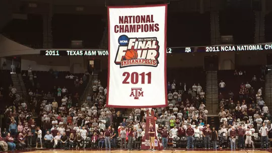 2011 National Championship Banner Hanging