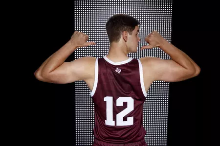 COLLEGE STATION, TX - July 14, 2021 - #12 Everett Vaughn of Texas A&M Aggies during Men’s Basketball Photo Day during in College Station, TX. Photo By Kate Luffman/Texas A&M Athletics
