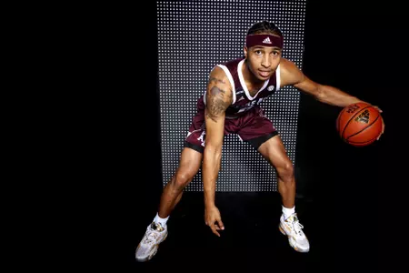 COLLEGE STATION, TX - July 14, 2021 - #0 Aaron Johnson-Cash of Texas A&M Aggies during Men’s Basketball Photo Day in College Station, TX. Photo By Kate Luffman/Texas A&M Athletics