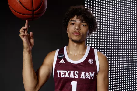 COLLEGE STATION, TX - July 14, 2021 - #1 Marcus Williams of Texas A&M Aggies during Men’s Basketball Photo Day in College Station, TX. Photo By Kate Luffman/Texas A&M Athletics