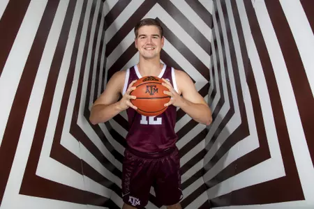 COLLEGE STATION, TX - July 14, 2021 - #12 Everett Vaughn of the Texas A&M Aggies during Men’s Basketball Photo Day in College Station, TX. Photo By Craig Bisacre/Texas A&M Athletics