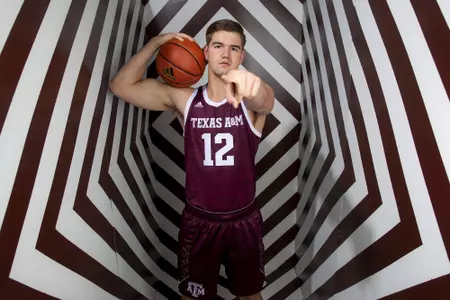 COLLEGE STATION, TX - July 14, 2021 - #12 Everett Vaughn of the Texas A&M Aggies during Men’s Basketball Photo Day in College Station, TX. Photo By Craig Bisacre/Texas A&M Athletics