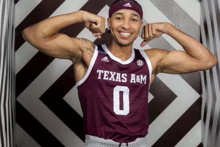 COLLEGE STATION, TX - July 14, 2021 - #0 Aaron Cash of the Texas A&M Aggies during Men’s Basketball Photo Day in College Station, TX. Photo By Craig Bisacre/Texas A&M Athletics