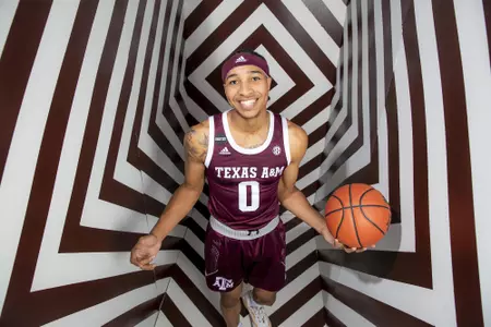 COLLEGE STATION, TX - July 14, 2021 - #0 Aaron Cash of the Texas A&M Aggies during Men’s Basketball Photo Day in College Station, TX. Photo By Craig Bisacre/Texas A&M Athletics