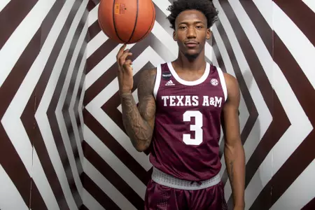 COLLEGE STATION, TX - July 14, 2021 - #3 Quenton Jackson of the Texas A&M Aggies during Men’s Basketball Photo Day in College Station, TX. Photo By Craig Bisacre/Texas A&M Athletics