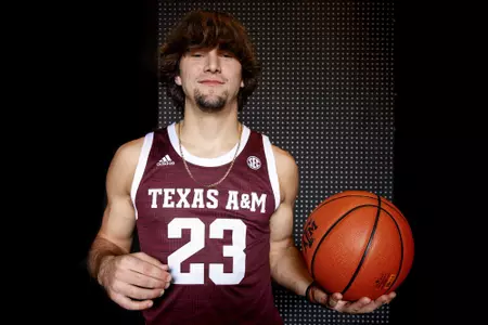COLLEGE STATION, TX - July 14, 2021 - #23 Zach Walker of Texas A&M Aggies during Men’s Basketball Photo Day during in College Station, TX. Photo By Kate Luffman/Texas A&M Athletics