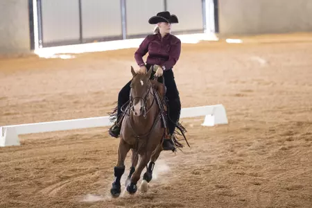 COLLEGE STATION, TX - 20210917 - Emmy-Lu Marsh during the Equestrian maroon and white game