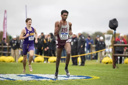COLUMBIA, MISSOURI - October 29, 2021 - Siddharth Jayaraman during the SEC Cross Country Championships in COLUMBIA, MISSOURI. Photo By Aiden Shertzer/Texas A&M Athletics