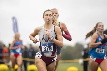 COLUMBIA, MISSOURI - October 29, 2021 - Grace Plain during the SEC Cross Country Championships in COLUMBIA, MISSOURI. Photo By Aiden Shertzer/Texas A&M Athletics