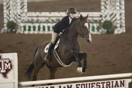 COLLEGE STATION, TX - 20210917 - Caroline Dance during the Equestrian maroon and white game