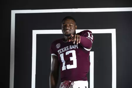 COLLEGE STATION, TX - July 27, 2021 - Defensive back Brian Williams #13 of the Texas A&M Aggies during Texas A&M Aggies Football photo day in College Station, TX. Photo By Craig Bisacre/Texas A&M Athletics