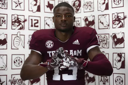 COLLEGE STATION, TX - July 27, 2021 - Defensive back Brian Williams #13 of the Texas A&M Aggies during Texas A&M Aggies Football photo day in College Station, TX. Photo By Craig Bisacre/Texas A&M Athletics