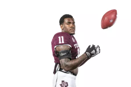 COLLEGE STATION, TX - July 27, 2021 - Defensive back Deuce Harmon #11 of the Texas A&M Aggies during Texas A&M Aggies Football photo day in College Station, TX. Photo By Craig Bisacre/Texas A&M Athletics