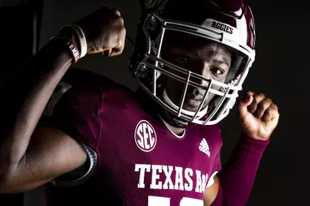 COLLEGE STATION, TX - July 27, 2021 - Defensive back Brian Williams #13 of the Texas A&M Aggies during Texas A&M Aggies Football photo day in College Station, TX. Photo By Craig Bisacre/Texas A&M Athletics