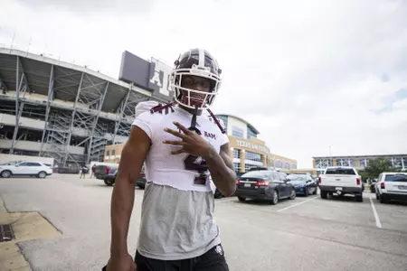 COLLEGE STATION, TX - August 06, 2021 - Defensive back Erick Young #4 of the Texas A&M Aggies during Texas A&M Aggie Football Fall Camp in College Station, TX. Photo By Craig Bisacre/Texas A&M Athletics