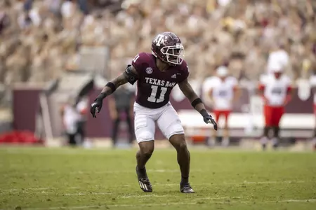 COLLEGE STATION, TX - September 18, 2021 - Defensive back Deuce Harmon #11 of the Texas A&M Aggies during the game between the New Mexico Lobos and the Texas A&M Aggies at Kyle Field in College Station, TX. Photo By Craig Bisacre/Texas A&M Athletics