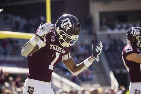 COLLEGE STATION, TX - NOVEMBER 06, 2021 - Wide receiver Demond Demas #1 of the Texas A&M Aggies during the game between the Auburn Tigers and the Texas A&M Aggies at Kyle Field in College Station, TX. Photo By Hayley Pennesi/Texas A&M Athletics