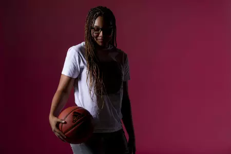 COLLEGE STATION, TX - September 28, 2021 - Guard Destiny Pitts #3 of the Texas A&M Aggies during women’s’ basketball photo day in College Station, TX. Photo By Texas A&M Athletics