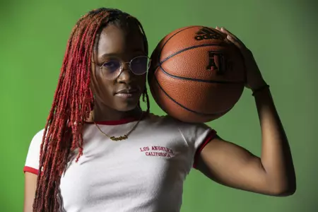 COLLEGE STATION, TX - September 28, 2021 -  Guard Qadashah Hoppie #2 of the Texas A&M Aggies during women’s’ basketball photo day in College Station, TX. Photo By Texas A&M Athletics