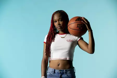 COLLEGE STATION, TX - September 28, 2021 -  Guard Qadashah Hoppie #2 of the Texas A&M Aggies during women?s? basketball photo day in College Station, TX. Photo By Texas A&M Athletics