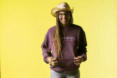 COLLEGE STATION, TX - September 28, 2021 -  Guard Destiny Pitts #3 of the Texas A&M Aggies during women’s’ basketball photo day in College Station, TX. Photo By Texas A&M Athletics