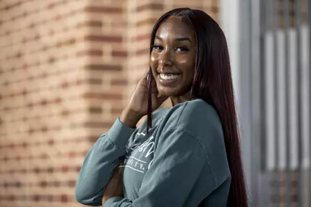 COLLEGE STATION, TX - September 28, 2021 -  Guard Kayla Wells #11 of the Texas A&M Aggies during Casual Photo Day in College Station, TX. Photo By Kate Luffman/Texas A&M Athletics