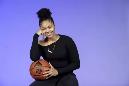 COLLEGE STATION, TX - October 19, 2021 - Guard Jordan Nixon #5 of the Texas A&M Aggies during women’s basketball photo day in College Station, TX. Photo By Kate Luffman/Texas A&M Athletics