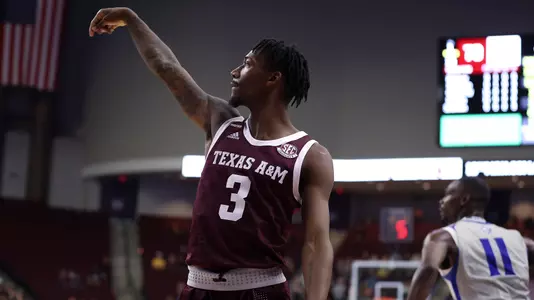 COLLEGE STATION, TX - November 30, 2021 - during the game between the New Orleans Privateers and the Texas A&M Aggies at Reed Arena in College Station, TX. Photo By Craig Bisacre/Texas A&M Athletics