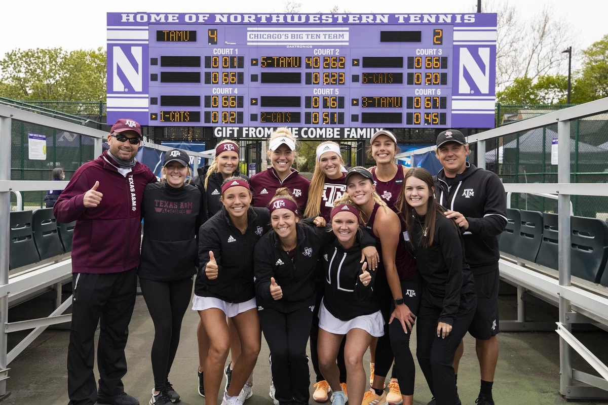 EVANSTON, IL - 20210508 - Texas A&M Aggies Women's Tennis vs. Northwestern Wildcats