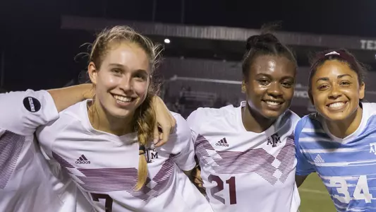 Lauren Geczik, Karlina Sample and Shantel Hutton saw 'em off following a victory over Texas State