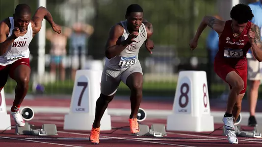 Devon AchaneCOLLEGE STATION, TX - May 26, 2021 - during NCAA Outdoor Track and Field West Prelims at E.B. Cushing Stadium in College Station, TX. Photo By Craig Bisacre/Texas A&M Athletics