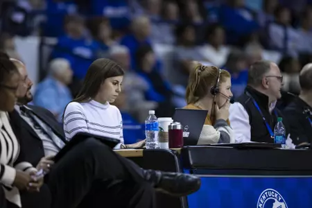 during the women’s basketball game between the Kentucky Wildcats and the Texas A&M Aggies at Memorial Arena