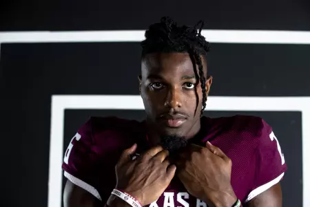COLLEGE STATION, TX - July 27, 2021 - Defensive back Demani Richardson #26 of the Texas A&M Aggies during Texas A&M Aggies Football photo day in College Station, TX. Photo By Craig Bisacre/Texas A&M Athletics