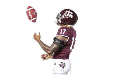 COLLEGE STATION, TX - July 27, 2021 - Defensive back Jaylon Jones #17 of the Texas A&M Aggies during Football Photo Day in College Station, TX. Photo By Craig Bisacre/Texas A&M Athletics