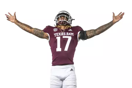 COLLEGE STATION, TX - July 27, 2021 - Defensive back Jaylon Jones #17 of the Texas A&M Aggies during Football Photo Day in College Station, TX. Photo By Craig Bisacre/Texas A&M Athletics
