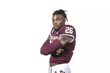 COLLEGE STATION, TX - July 27, 2021 - Defensive back Demani Richardson #26 of the Texas A&M Aggies during Texas A&M Aggies Football photo day in College Station, TX. Photo By Craig Bisacre/Texas A&M Athletics