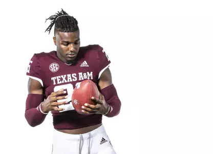 COLLEGE STATION, TX - July 27, 2021 - Defensive back Demani Richardson #26 of the Texas A&M Aggies during Texas A&M Aggies Football photo day in College Station, TX. Photo By Craig Bisacre/Texas A&M Athletics
