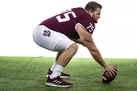 COLLEGE STATION, TX - July 27, 2021 - Offensive lineman Luke Matthews #75 of the Texas A&M Aggies during Texas A&M Aggies Football photo day in College Station, TX. Photo By Craig Bisacre/Texas A&M Athletics
