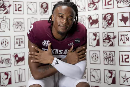 COLLEGE STATION, TX - July 28, 2021 - Wide receiver Chase Lane #2 of the Texas A&M Aggies during the Texas A&M Aggies Football Photo Day at the Studio in College Station, TX. Photo ByCraig Bisacre/Texas A&M Athletics