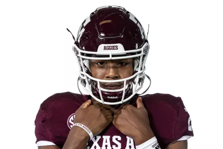 COLLEGE STATION, TX - July 29, 2021 - Running back Isaiah Spiller #28 of the Texas A&M Aggies during Texas A&M Aggies Football Photo Day in The Studio at Kyle Field in College Station, TX. Photo By Texas A&M Athletics/Texas A&M Athletics