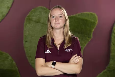 COLLEGE STATION, TX - August 26, 2021 - Adela Cernousek of the Texas A&M Aggies during Texas A&M Aggies Golf Photo Day at The Studio in Kyle Field in College Station, TX. Photo By Brendall O'Banon/Texas A&M Athletics