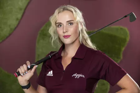 COLLEGE STATION, TX - August 26, 2021 - Ellie Szeryk of the Texas A&M Aggies during Texas A&M Aggies Golf Photo Day at The Studio in Kyle Field in College Station, TX. Photo By Brendall O'Banon/Texas A&M Athletics