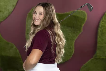 COLLEGE STATION, TX - August 26, 2021 - Brooke Tyree of the Texas A&M Aggies during Texas A&M Aggies Golf Photo Day at The Studio in Kyle Field in College Station, TX. Photo By Brendall O'Banon/Texas A&M Athletics