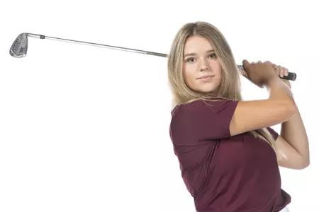 COLLEGE STATION, TX - August 26, 2021 - Ava Schwienteck of the Texas A&M Aggies during Texas A&M Golf Photo Day at The Studio in Kyle Field in College Station, TX. Photo By Brendall O'Banon/Texas A&M Athletics