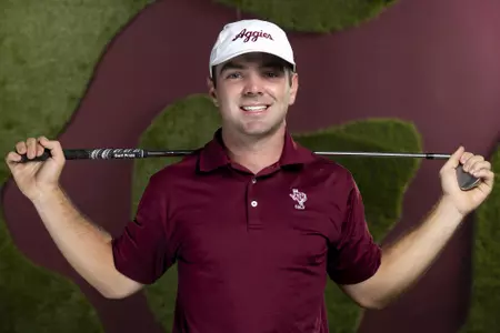 COLLEGE STATION, TX - August 26, 2021 - Matthew Denton of the Texas A&M Aggies during Men’s Golf Photo Day in College Station, TX. Photo By Kate Luffman/Texas A&M Athletics