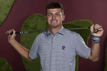 COLLEGE STATION, TX - August 26, 2021 - Sam Bennett of the Texas A&M Aggies during Men’s Golf Photo Day in College Station, TX. Photo By Kate Luffman/Texas A&M Athletics