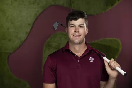 COLLEGE STATION, TX - August 26, 2021 - Walker Lee of the Texas A&M Aggies during Men’s Golf Photo Day in College Station, TX. Photo By Kate Luffman/Texas A&M Athletics