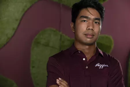 COLLEGE STATION, TX - August 26, 2021 - Phichaskn Maichon of the Texas A&M Aggies during Men’s Golf Photo Day in College Station, TX. Photo By Kate Luffman/Texas A&M Athletics