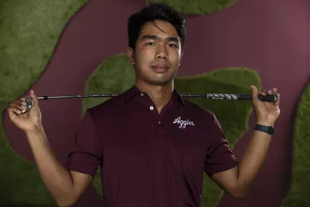 COLLEGE STATION, TX - August 26, 2021 - Phichaskn Maichon of the Texas A&M Aggies during Men’s Golf Photo Day in College Station, TX. Photo By Kate Luffman/Texas A&M Athletics